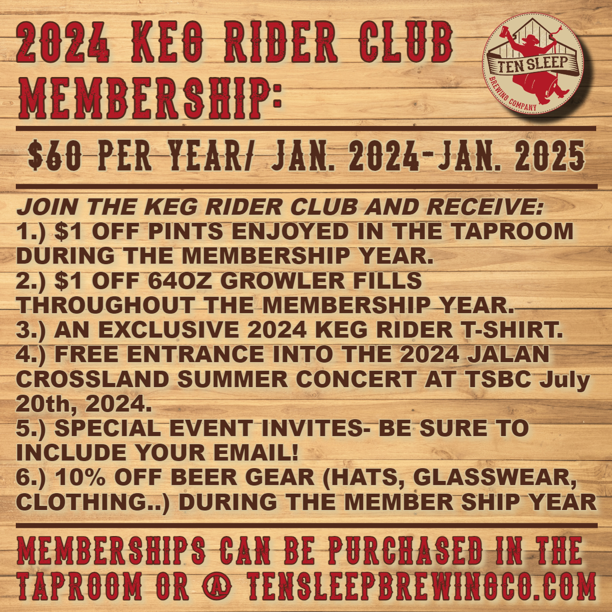 JOIN our Keg Rider Club!